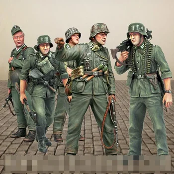 1/35 Ölçekli Die-cast Reçine Şekil Asker Modeli ikinci Dünya Savaşı Askeri Sahne Asker Takım Elbise 5 Kişi Boyasız