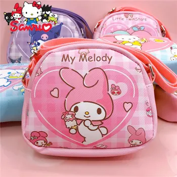 1 Adet Sevimli Sanrio Melodi Kuromi Hello Kitty Cinnamoroll Pochacco çocuk Çapraz Vücut omuzdan askili çanta Satchel Öğrenci Taşıma Çantası