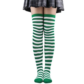 1 Çift Dar çizgili çoraplar Uyluk Yüksek Çorap Japon Kore Tarzı Uzun Çizgili Çorap Cadılar Bayramı Cosplay Zebra Çorap