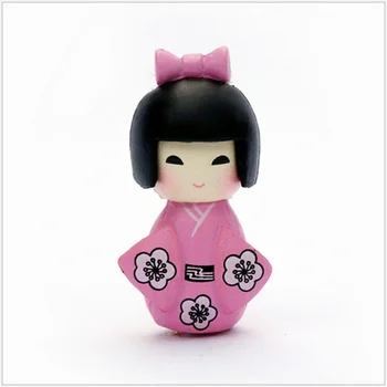 10 adet 2.5 cm Yeni Sevimli mini Japon Kokeshi Kız Reçine Bebek