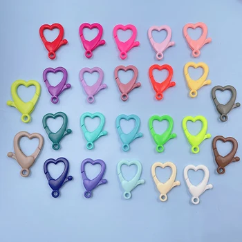 10 Adet 25/30/35mm Sevimli Renkli Mix Renk Kalp Şekli Toka DIY Yapımı İçin Anahtarlık Takı Aksesuarları