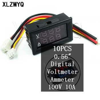 10 adet DC 0-100V 10A Dijital Voltmetre Ampermetre Çift Ekran gerilim dedektörü Akım Ölçer Paneli Amp Volt Ölçer DIY Kiti