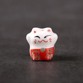 10 adet/grup Hayvan Seramik Boncuk Renkli El Yapımı Porselen Şanslı Kedi DIY Boncuk Zanaat Bilezik Takı Yapımı