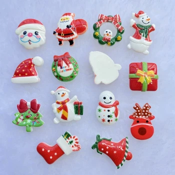 10 Adet Sevimli Karışık Mini Noel serisi Düz geri Reçine Cabochons Scrapbooking DIY Takı Craft Dekorasyon Aksesuarları E42