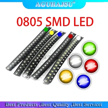 100 adet = 5 renk x 20 adet 0805 SMD LED diyot ışığı sarı kırmızı yeşil mavi Beyaz Sıcak satış