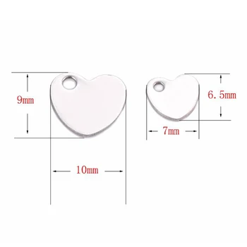 100 Adet Paslanmaz Çelik Logo Küçük Kalp Charm Takı DIY Bulguları Kolye Kolye 6x7mmTag Logolar için Toptan