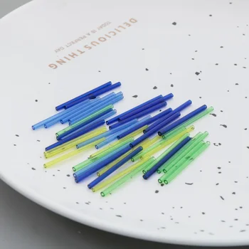 100 Renkli Eğlenceli Şeffaf Cam Ultra ince Uzun Tüp Bağlantı DIY El Yapımı Takı Küpe Küpe Aksesuarları Malzemeleri