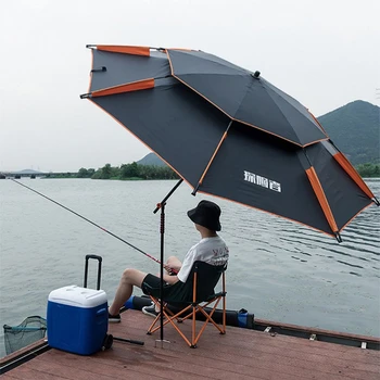 2.0-2.4 M Şemsiye Balıkçılık Şemsiye Açık Kamp Kullanımı Ayrılabilir Ayarı Herhangi Bir Yön Güneş Gölge Yağmur Geçirmez