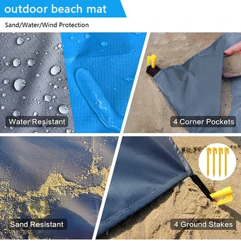 200x210 cm Piknik Su Geçirmez Plaj Mat Katlanır Kamp Mat plaj battaniyesi Taşınabilir piknik örtüsü Çadır Katlanır Kapak
