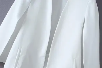2019 Kadın zarif siyah beyaz renk v boyun bölünmüş rahat pelerin ceket ofis kadın giysisi dış giyim takım elbise ceket açık dikiş üstleri CT237