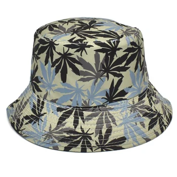 2021 Pamuk balıkçı şapkası Kadın Erkek hip hop şapka Çift Akçaağaç Yaprağı Panama Kova Şapka Güneş Düz Üst Balıkçı Şapka Kapaklar Boonie Hediye