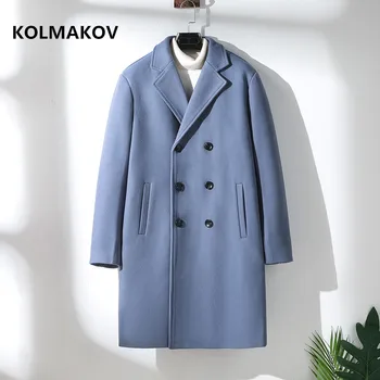2021 Sonbahar kış kruvaze ceket erkek moda Rahat Trençkot Erkek Yüksek kaliteli yün palto erkekler Klasik Ceketler