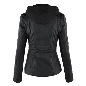 2021 Yeni Kadın Sonbahar Kış Faux deri ceketler Mont kadın Siyah PU Motosiklet deri giyim kadınlar için y2k ceket