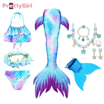 2022 Denizkızı Kuyruğu Mayo Çocuk Kız Yüzme Mermaid Çocuk Cosplay Kostüm Plaj Bikini Mermaid Elbise Ekleyebilirsiniz Monofin Fin