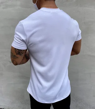 2022 erkek yeni tişört Yaz pamuk düz renk kısa kollu spor spor T-shirt açık eğitim eğlence spor tişört