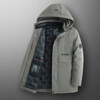 2022 Marka Rahat Moda Kalın Sıcak Ceket Palto Erkekler Uzun Parka Kış kapüşonlu ceket Rüzgarlık Palto Erkek Giyim
