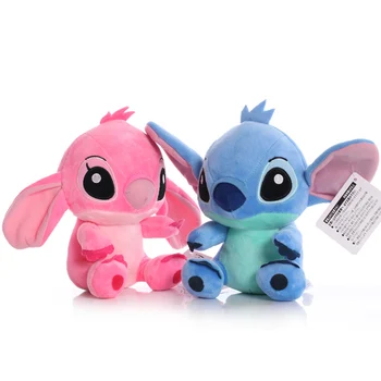 20cm Disney Lilo ve Stitch Çift Modelleri Karikatür Dolması Peluş Bebek Anime Peluş bebek oyuncakları Kolye Oyuncaklar Kawaii çocuklar için doğum günü hediyesi