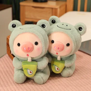 25 cm Kawaii Boab Çay Domuz peluş oyuncaklar Sevimli Dönüştürülmüş Cosplay Unciorn Kurbağa Kaplan Tavşan Dolması Yumuşak Ragdoll çocuklar için doğum günü hediyesi