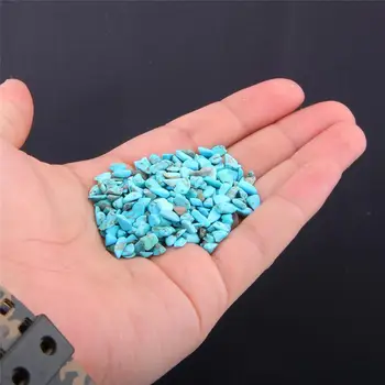 3-5MM Hiçbir Delik 100g Düzensiz Doğal Turquoises Cips Boncuk Enerji Çakıl Şekli Mavi Boncuk Balık Tankı Bonsai Dekor