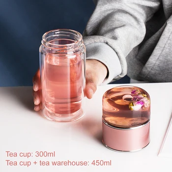 300ML Çift Katmanlı Şeffaf Su cam kupa Su bardağı Çay Filtresi İle Soğuk İsıya Dayanıklı Cam Bardak Garrafa Stanley Orijinal