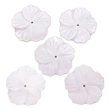 5 ADET 27mm Kabuk Tam Delik Çiçek Doğal Beyaz sedef Takı Yapımı
