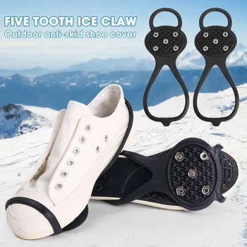 5 Diş Buz Tutucu Ayakkabı Kadın Erkek Krampon Buz Tutucu Başak Sapları Cleats Kar Çıtçıt Kaymaz Tırmanma Yürüyüş Kapakları