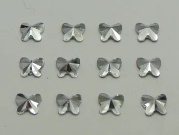500 Gümüş-plaka Akrilik Rivoli Kelebek Flatback Rhinestone Cabochons Taşlar 8mm