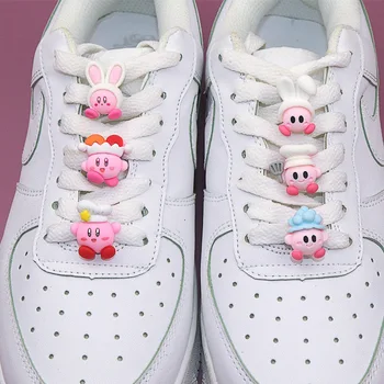 6 adet Kirby Sevimli Karikatür PVC Ayakkabı Takılar Komik DIY Oyunları Rakamlar ayakkabı tokası Aksesuarları Fit Sandalet Toka Unisex Çocuk Hediyeler