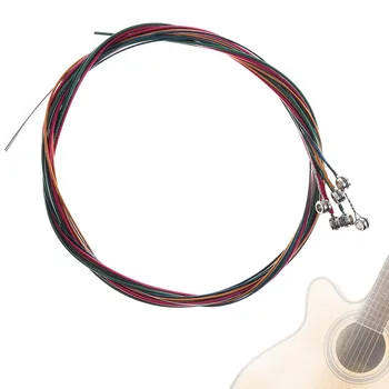 6 adet/takım Evrensel Gökkuşağı Renkli Çelik Gitar Dizeleri Seti Yedek parça Akustik Halk Klasik Gitar