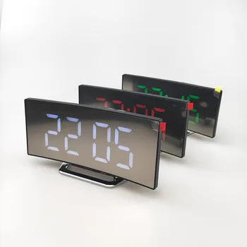 7 İnç dijital alarmlı saat Saat Kavisli Kısılabilir Led Elektronik Dijital Masaüstü Saat Çocuklar İçin Yatak Odası Büyük Sayı Masa Saati