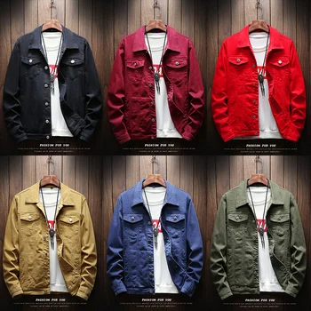(7 renk) düz renk kot ceket 2022 bahar yeni erkek ince ceket moda butik erkek gençlik rahat kot ceket S-3XL