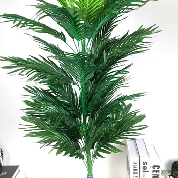 90cm 39 Yaprakları Tropikal Yapay Palmiye Ağacı Büyük Sahte Bitkiler İpek Bitkiler Yaprakları Hindistan Cevizi Ağacı Dalı Odası yılbaşı dekoru