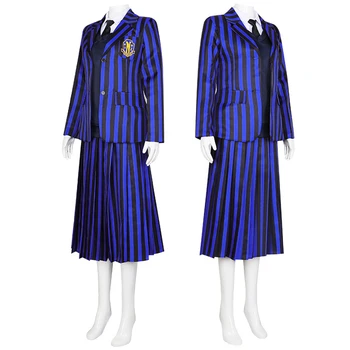 Addams Çarşamba Cosplay Kostüm Kız Öğrenciler Nevermore Koleji Okul Üniformaları Cadılar Bayramı Hediye Çocuklar İçin Karnaval Parti Etek Takım Elbise