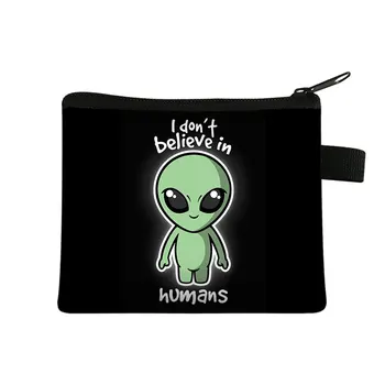 Alien L İnanmak İstiyorum Baskı bozuk para cüzdanı Ufo Kadın Cüzdan Sevimli Mini kart tutucu KİMLİK Kredi Tutucu Cep Erkek Kız Sikke Çanta