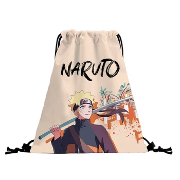 Anime Naruto İpli Cep Çizgi Film Karakteri Kakashiprint Taşınabilir Yıkama Çantası Öğrenci saklama çantası Çocuklar için Sürpriz Hediye
