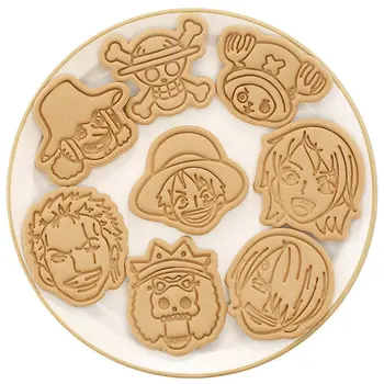 Anime Tek Parça Çerez Kesiciler Plastik 3D Şekil Luffy Şekli Preslenebilir Bisküvi Kalıp kurabiye damgası Mutfak Pişirme Pasta Bakeware