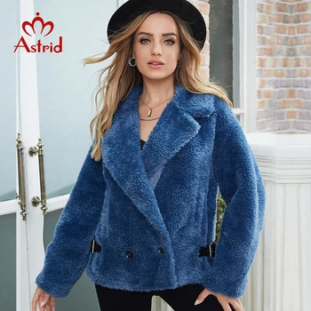 Astrid Oyuncak Ceket Kadın Faux Tavşan Kürk Palto Uzun Kürk Ceketler Sonbahar Kış Gevşek Ceket Sıcak Kadın Ceket Kadın Rahat N-DN19-2
