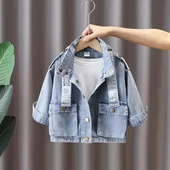 Bebek Erkek Ceket Hırka 2022 Moda Bahar Sonbahar kot Mont çocuk giysileri Giyim 2-12 yıl