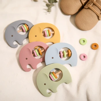 Bebek Silikon Çıngıraklar Cep bebek oyuncakları Yatak askılı oyuncaklar Yenidoğan Bebek için Yumuşak El Çan Fil Montessori Cep Çıngıraklar