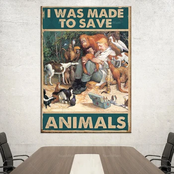 Ben hayvanları kurtarmak için poster veteriner veteriner posteri hayat ev dekorasyon için duvar boyaması baskı