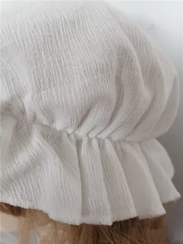 Beyaz Lolita Kaput Ruffled Şapka Ayarlanabilir Ortaçağ Vintage Hizmetçi Cosplay Kadın Kızlar Tatlı İçki Cowl Kabak