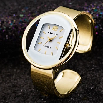 Bilezik İzle Kadınlar İçin Altın Yeni CANSNOW Lüks Bayanlar Kol Saati Çelik Kuvars Saat Kadın Tasarlanmış Moda relogio feminino