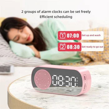Bluetooth hoparlör Dijital Saat LED Ayna alarmlı saatler Radyo FM Büyük Ekran Pil Hediye Masa Saati Yatak Odası Oturma Odası için