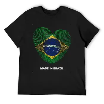 Brezilya'da yapılan Parmak İzi Aşk Parmak Bayrağı T Shirt Erkek kadın Pamuk Yenilik T-Shirt Yuvarlak Boyun Tee Gömlek Kısa Kollu Üstleri