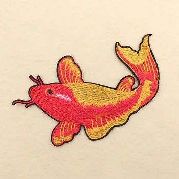Büyük Goldfish Koi Hayvan Yama Demir on Patch Giyim için Kırmızı Sazan Nakış Aplike DIY Sırt Çantası Ceket Elbise Çıkartmalar