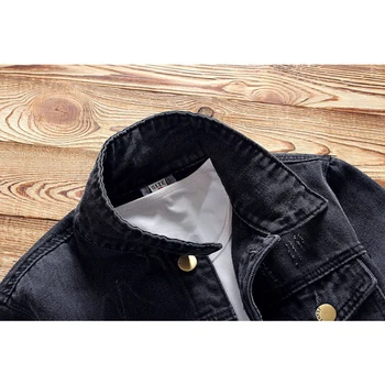 DIMUSI Bahar Sonbahar erkek Kot Ceket Erkek Moda Moda Bombacı Ince Yırtık Kot Ceket Erkek Kovboy Kot ceketler Giyim