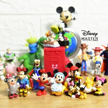 Disney Orijinal Mickey Mouse Mini Süsler Aksiyon Figürleri Çocuk Oyuncak Klasik Karikatür Modeli Çocuk Bebek Kız Hediyeler