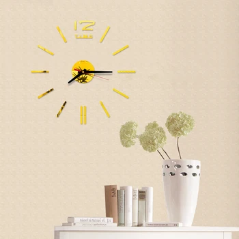 Dıy duvar saati Modern Tasarım Akrilik Ayna Kuvars duvar saati Yaratıcı mutfak saati Altın Gümüş Kırmızı Siyah Saat zegar bilim
