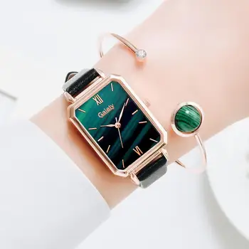 Elegante Frauen Lederband Uhren Mode Damen Quarz Armbanduhren 2 stucke Set Frauen Business Uhr Drop Shipping Reloj Mujer