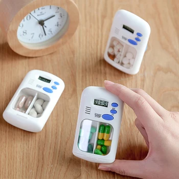 Elektrikli Hap Kutusu Alarm Zamanlayıcı Mini Taşınabilir Dağıtıcı Elektronik Saat Hatırlatma Acil Koruma LED Ekran İlk Yardım Çantaları